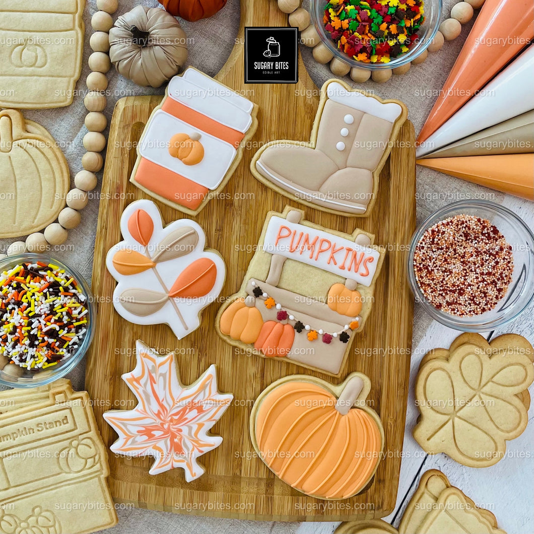 Fall Cookie Decorating Kit, ***INCLUDES 24 ITEMS*** Zoom Party Favors, Assorted Shaped Cookie Kit, (Large Cookies)