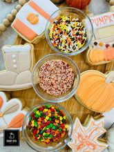 Load image into Gallery viewer, Fall Cookie Decorating Kit, ***INCLUDES 24 ITEMS*** Zoom Party Favors, Assorted Shaped Cookie Kit, (Large Cookies)
