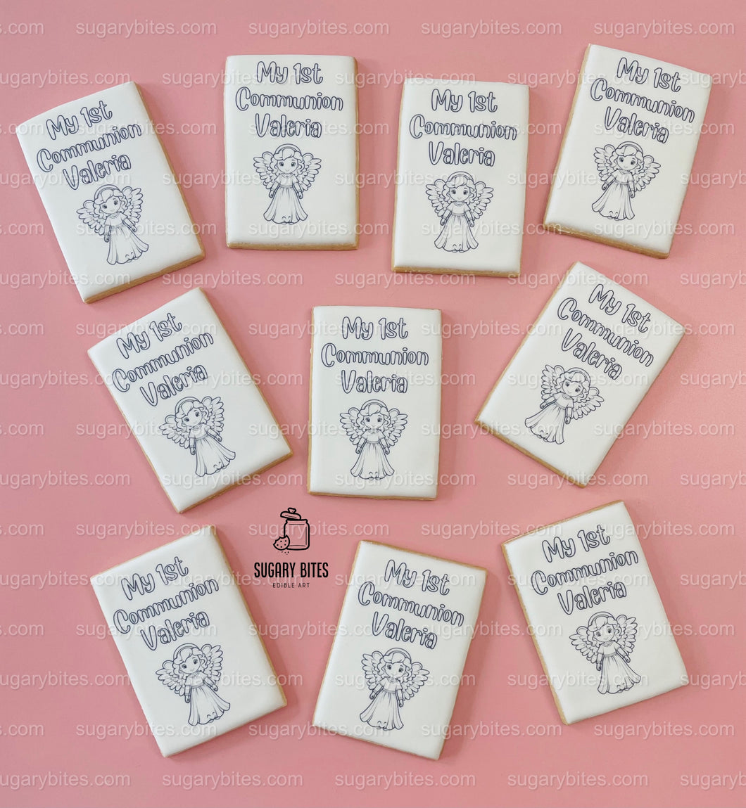 1st Communion Color me Cookies, Set of 12 Coloring Cookies with 12 Edible Markers, ** We can create/personalize any design of your choice **