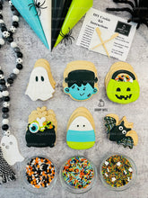 Load image into Gallery viewer, Halloween Cookie Decorating Kit, DIY Cookie Kit, (Large Cookies) ***INCLUDES 24 ITEMS*** With 4 Icing Bags &amp; 3 Deluxe Sprinkle!!
