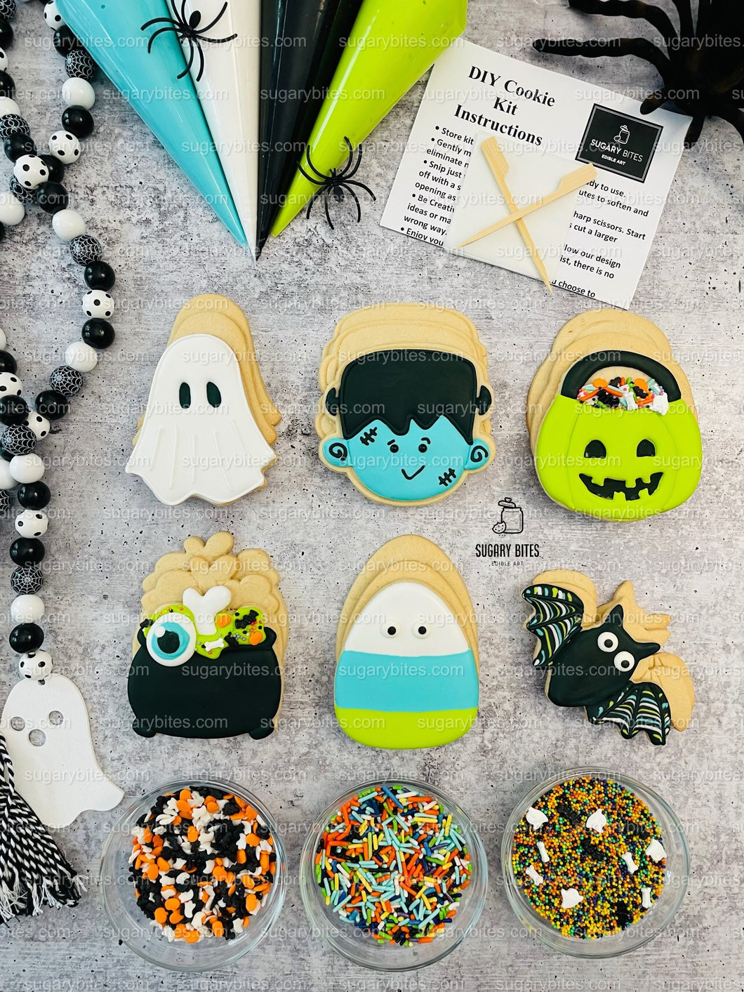 Halloween Cookie Decorating Kit, DIY Cookie Kit, (Large Cookies) ***INCLUDES 24 ITEMS*** With 4 Icing Bags & 3 Deluxe Sprinkle!!