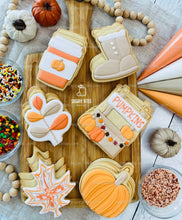 Load image into Gallery viewer, Fall Cookie Decorating Kit, ***INCLUDES 24 ITEMS*** Zoom Party Favors, Assorted Shaped Cookie Kit, (Large Cookies)
