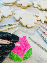 Load image into Gallery viewer, Flower Cookie Coloring Kit with 12 Cookies and 8 Edible Ink Markers, Color your own Flower/Mother’s Day Sugar Cookies Kit!
