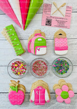 Load image into Gallery viewer, Back to school Cookies, Doll Cookies, Teacher’s appreciation cookies, Doll DIY Cookie Decorating Kit, **INCLUDES 24 ITEMS**, (Large Cookies)
