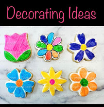 Load image into Gallery viewer, Flower Cookie Coloring Kit with 12 Cookies and 8 Edible Ink Markers, Color your own Flower/Mother’s Day Sugar Cookies Kit!
