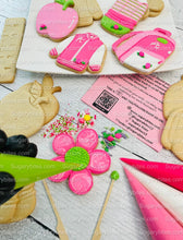 Load image into Gallery viewer, Back to school Cookies, Doll Cookies, Teacher’s appreciation cookies, Doll DIY Cookie Decorating Kit, **INCLUDES 24 ITEMS**, (Large Cookies)
