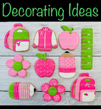 Load image into Gallery viewer, Back to school Cookies, Doll Cookies, Teacher’s appreciation cookies, Doll DIY Cookie Decorating Kit, **INCLUDES 24 ITEMS**, (Large Cookies)
