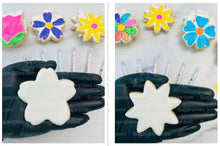 Load image into Gallery viewer, Flower Cookie Coloring Kit with 12 Cookies and 8 Edible Ink Markers, Color your own Flower/Mother’s Day Sugar Cookies Kit!
