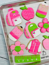 Load image into Gallery viewer, Back to school Cookies, Doll Cookies, Teacher’s appreciation cookies, Doll DIY Cookie Decorating Kit, **INCLUDES 24 ITEMS**, (Large Cookies)
