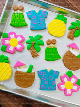 Load image into Gallery viewer, Luau Cookies, Hawaiian Cookies, Tropical Cookies, Includes 12 Large Decorated Cookies!
