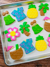 Load image into Gallery viewer, Luau Cookies, Hawaiian Cookies, Tropical Cookies, Includes 12 Large Decorated Cookies!
